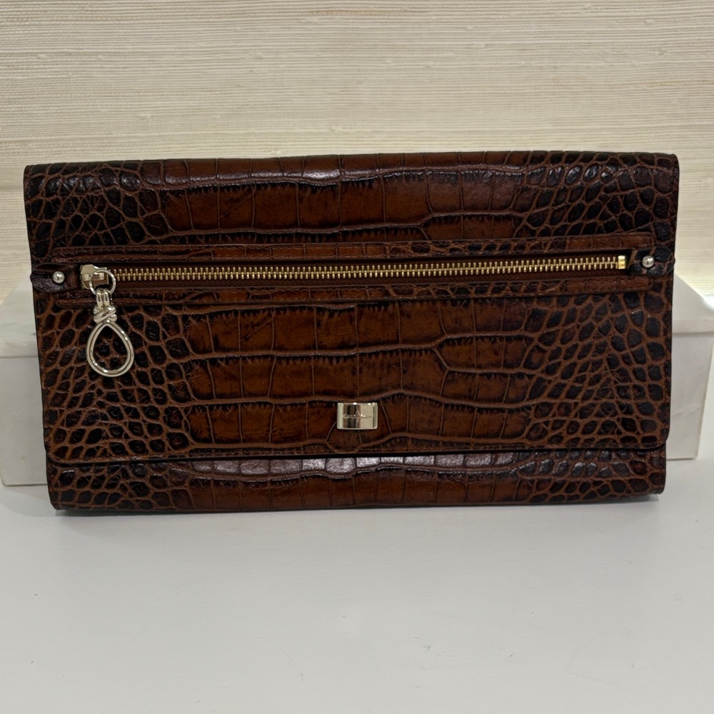 Cole Haan Brown Croc-Embossed Clutch
